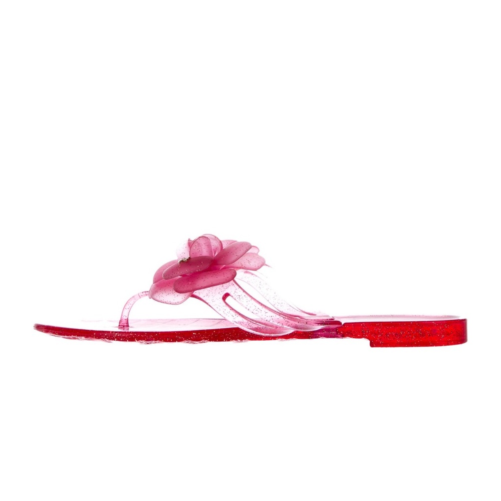 Brand New Size 38 Chanel Pink Jelly Sandals with Flower Detail - Picture 3 of 14
